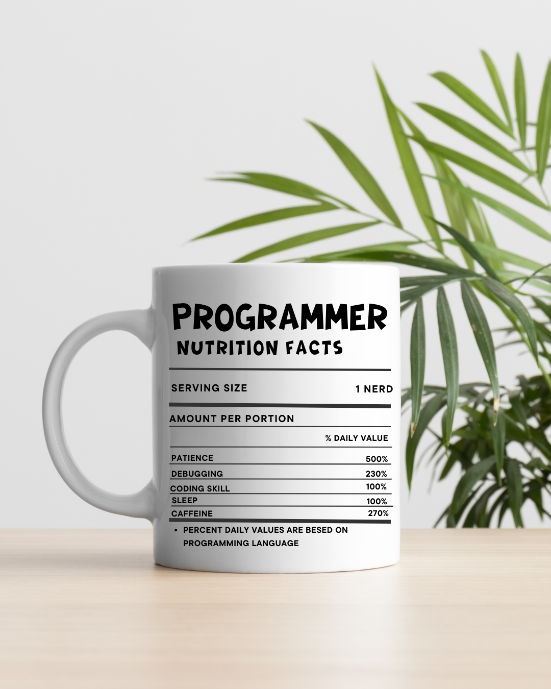 Mug “Programmer Nutrition Facts”