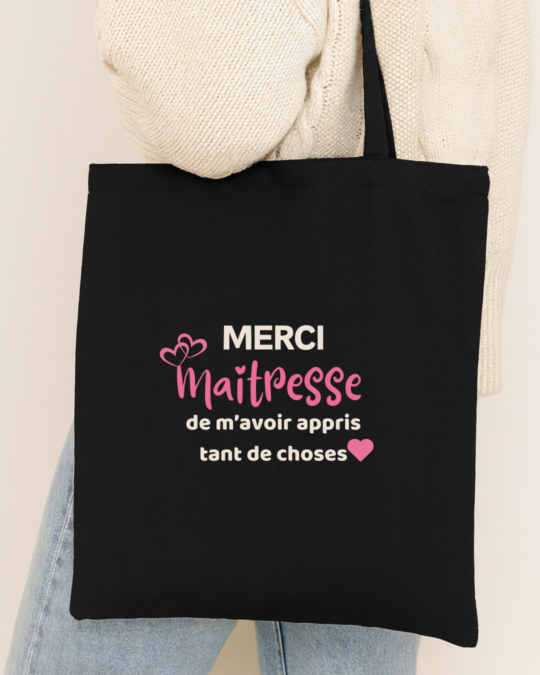 Tote bag noir merci maitresse