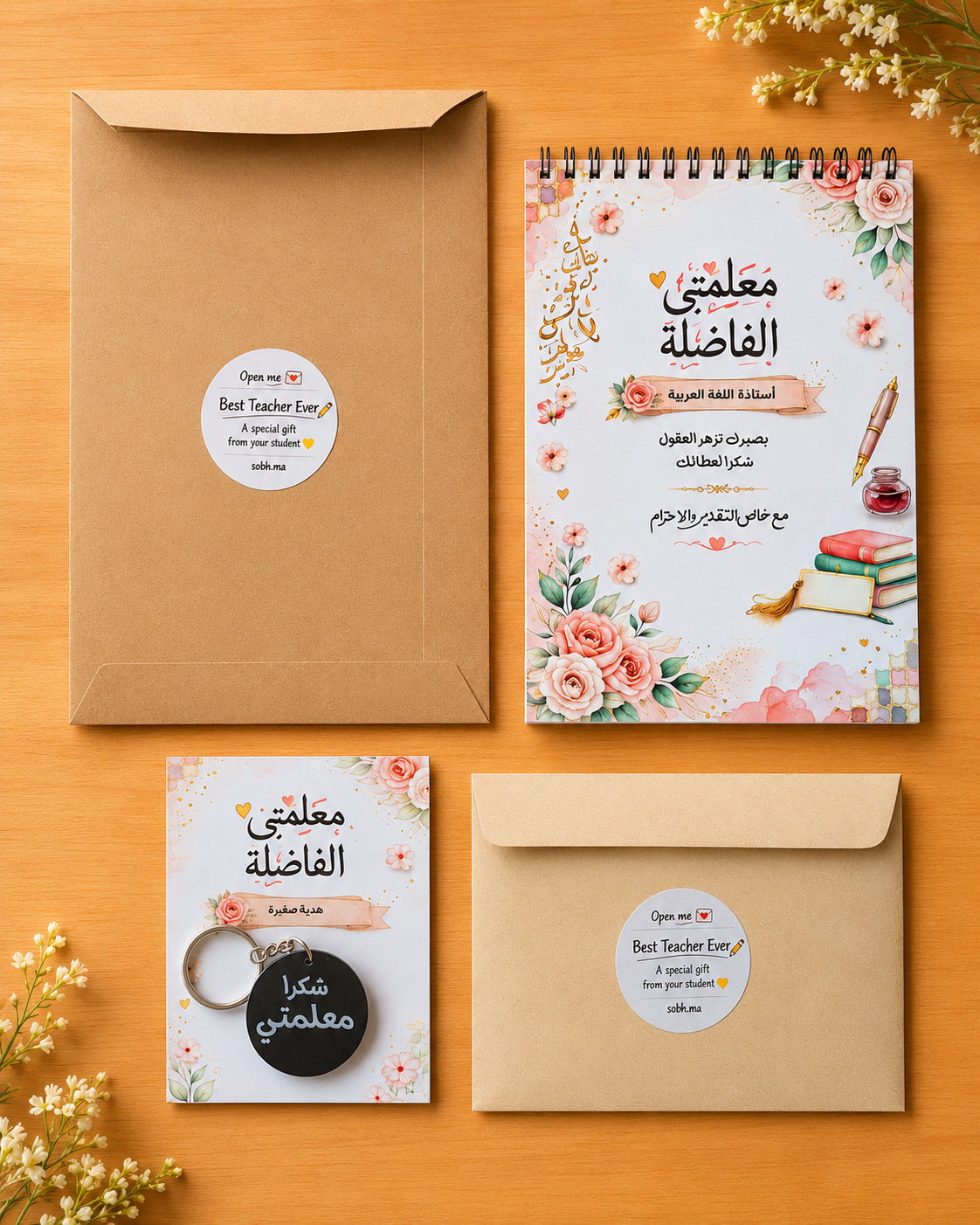 pack Bloc-note + Porte-clés Merci Maîtresse arabe