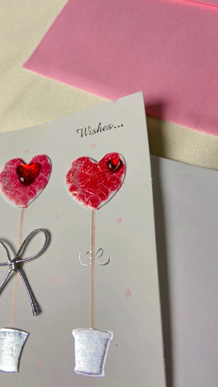 Carte fleurs séchées rose