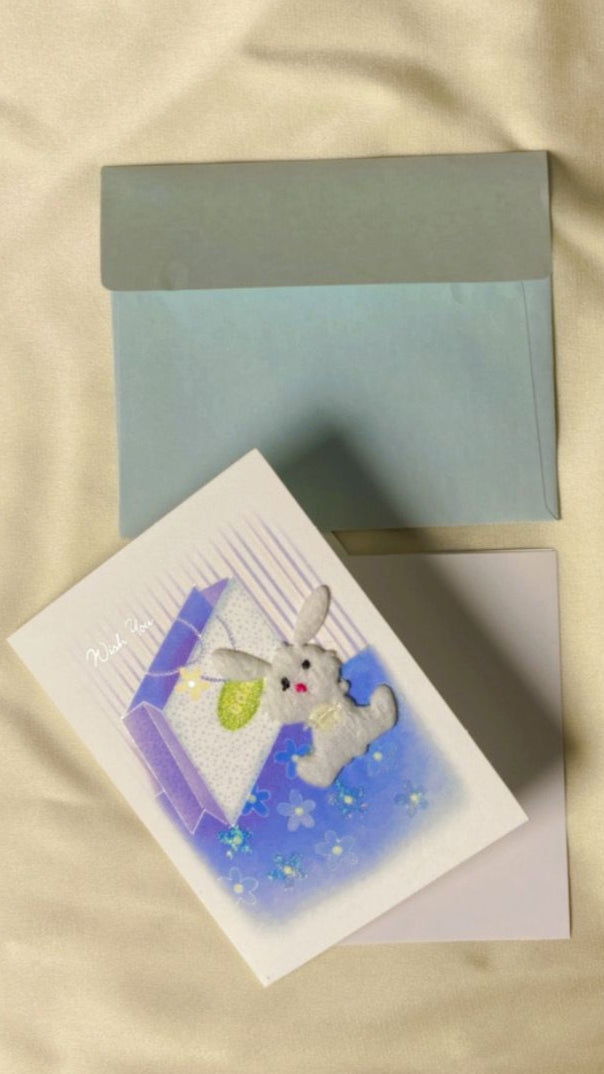 Carte fleurs séchées bleu
