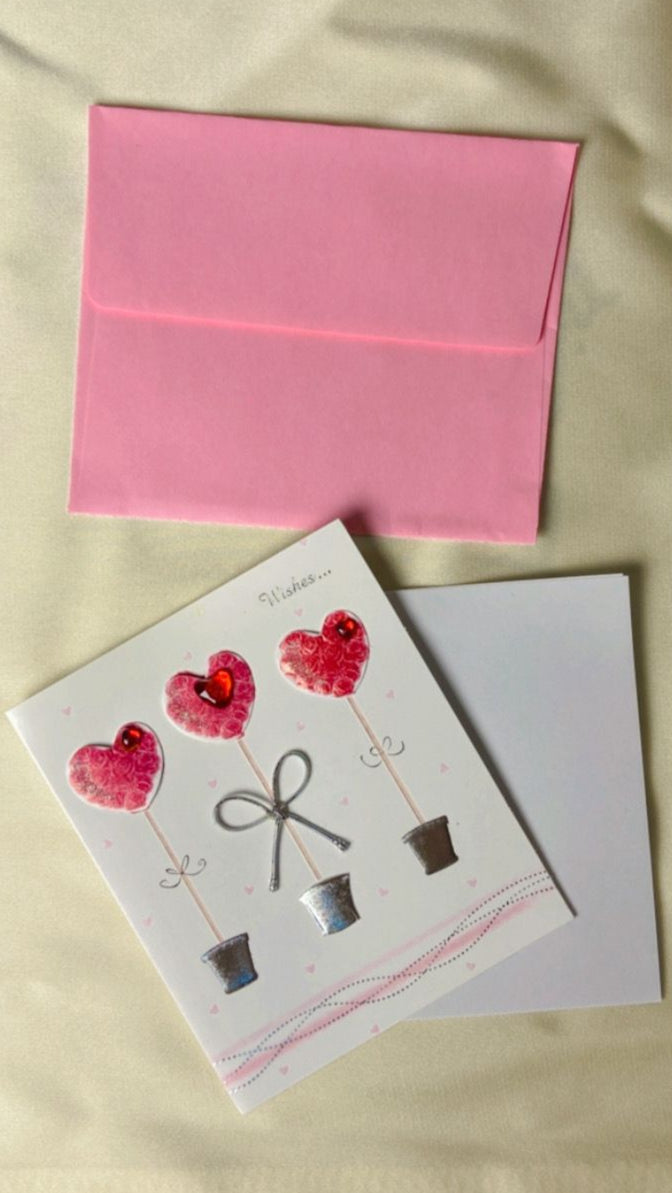 Carte fleurs séchées rose