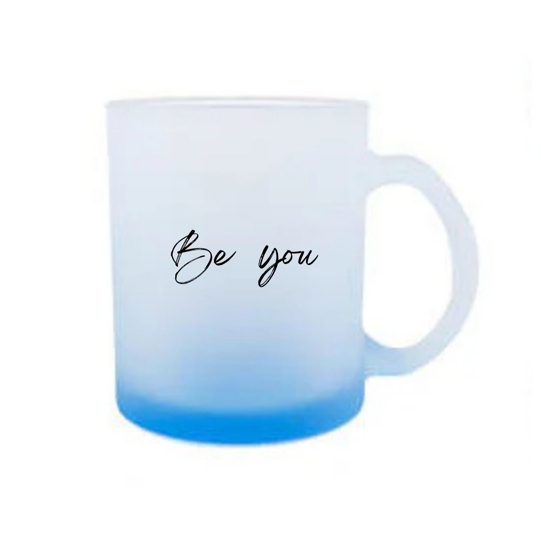 Mug transparent bleu be you