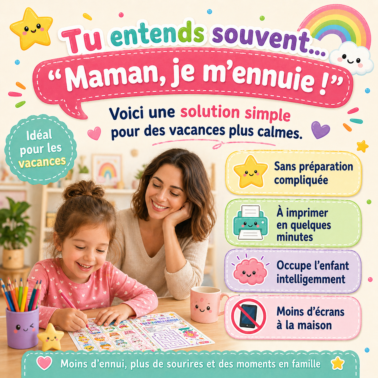 Pack Vacances Sans Écran — PDF d’activités enfants 3–8 ans
