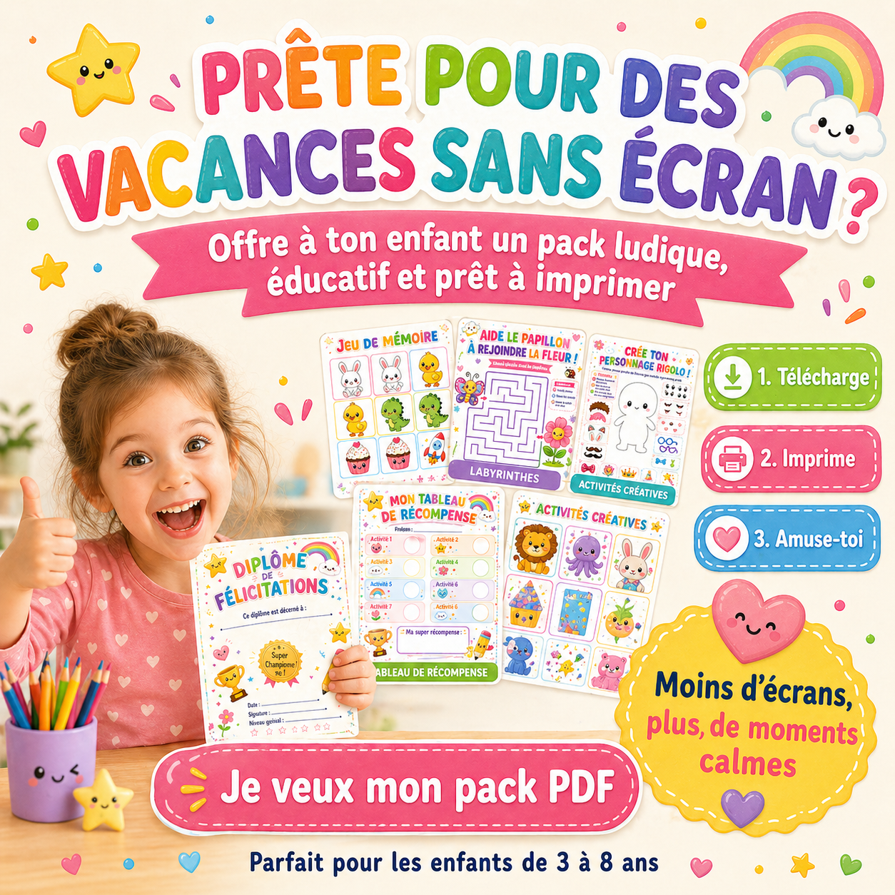 Pack Vacances Sans Écran — PDF d’activités enfants 3–8 ans