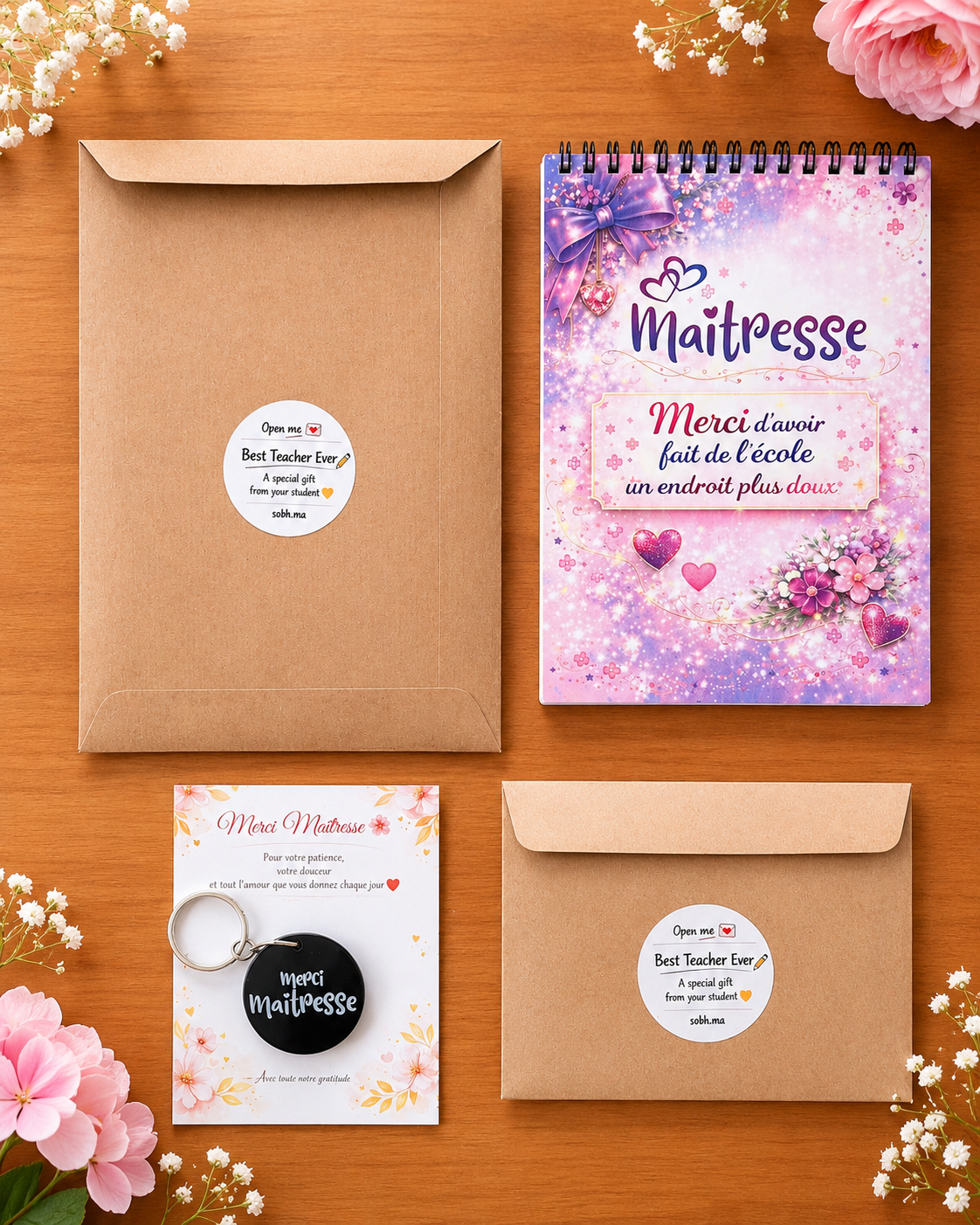 pack Bloc-note + Porte-clés Merci Maîtresse