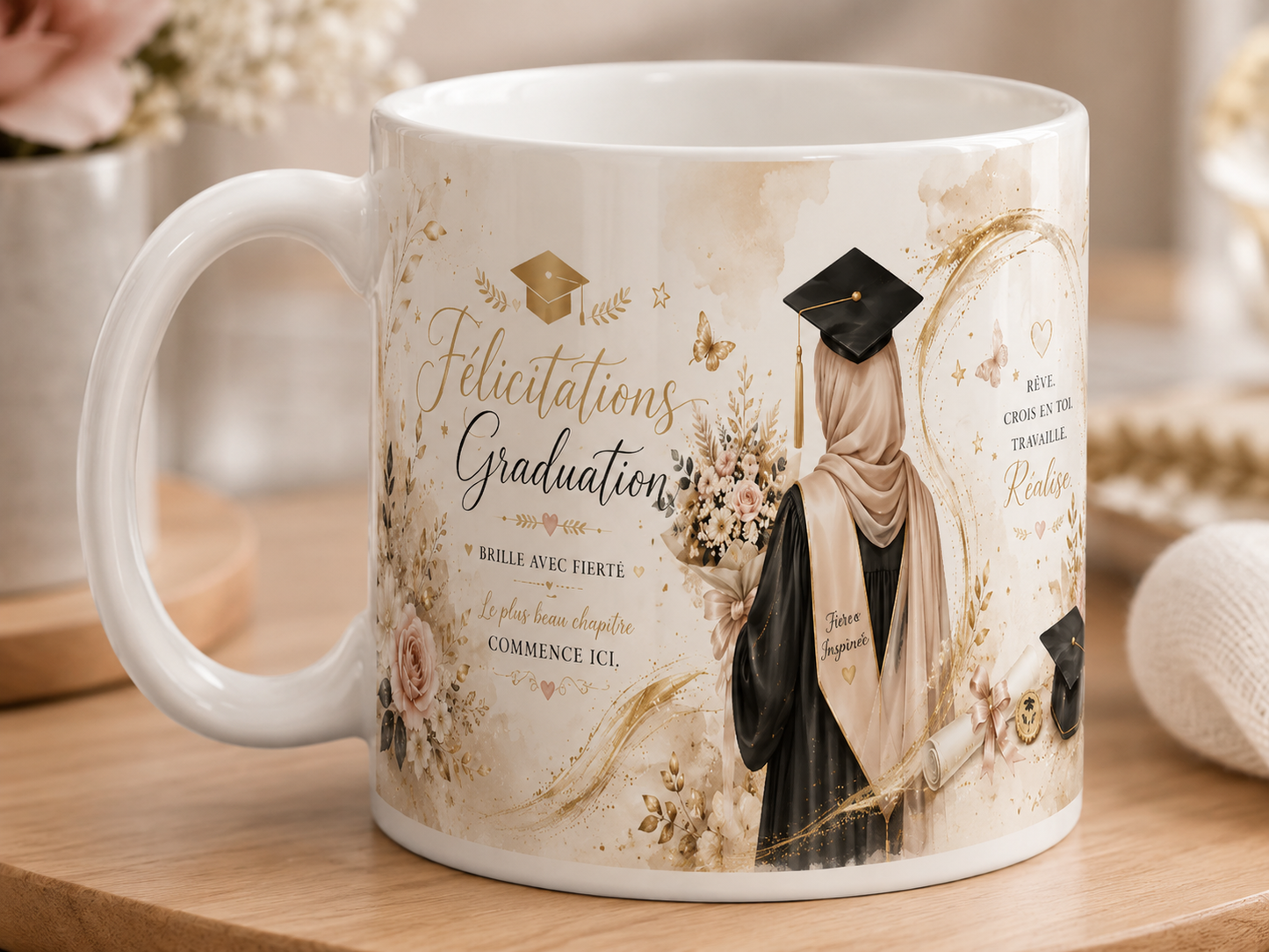 Mug Réussite – jeune fille Diplômée avec hijab