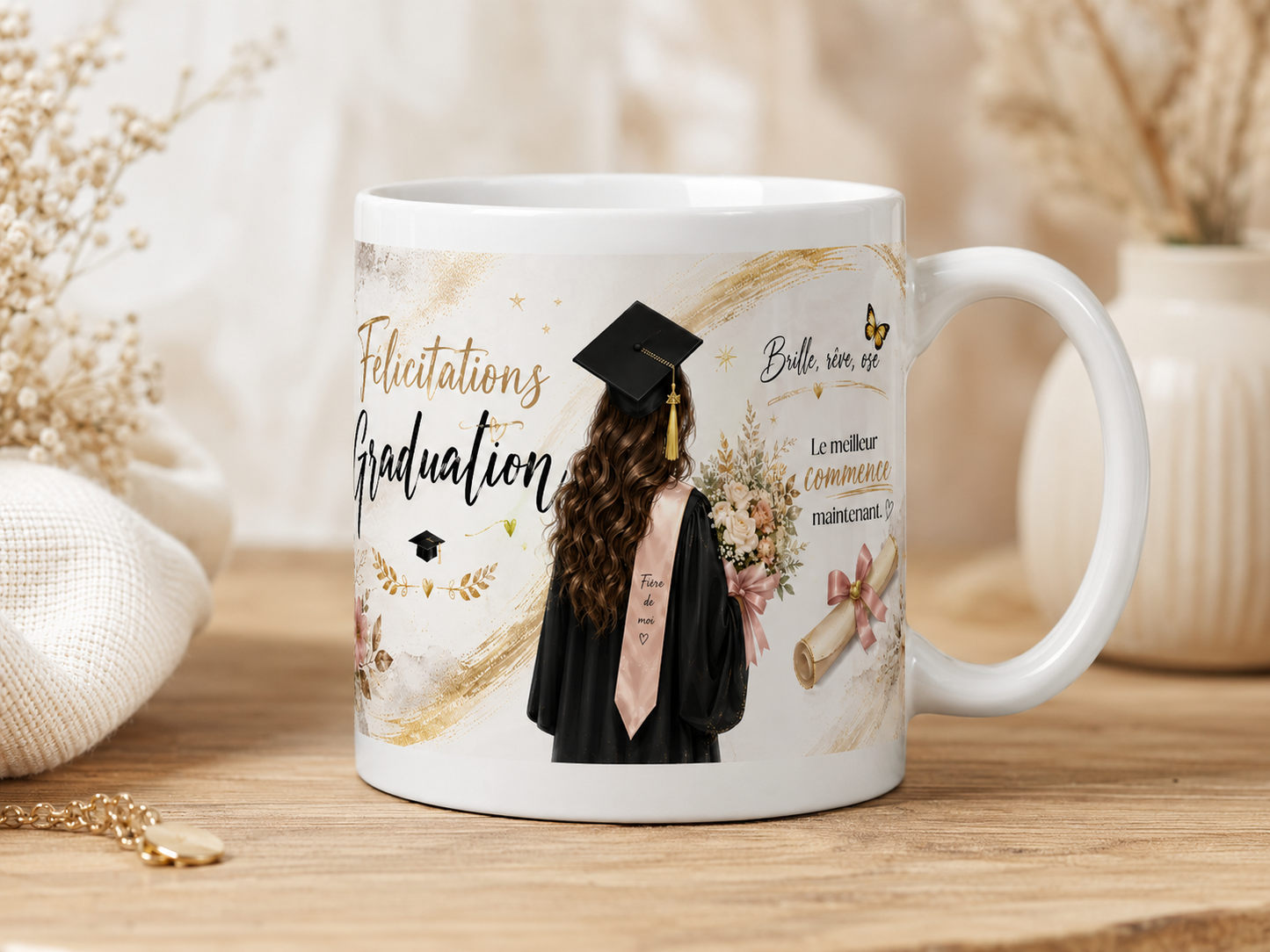 Mug Réussite – jeune fille Diplômée