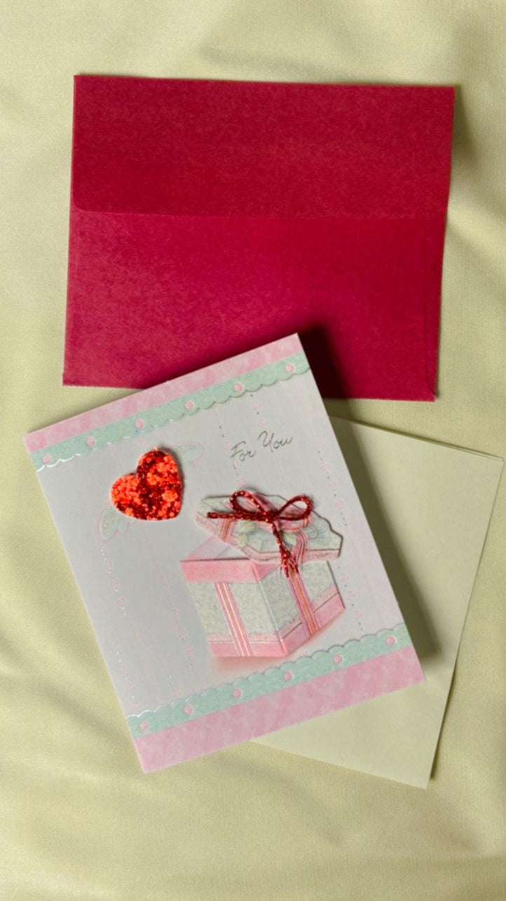 Carte fleurs séchées rose
