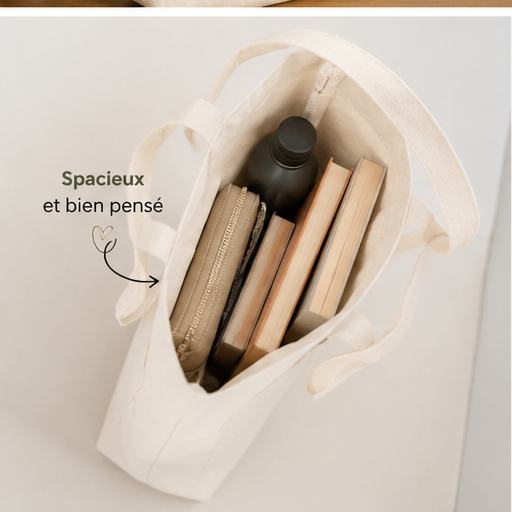 Tote Bag Beige avec Poches