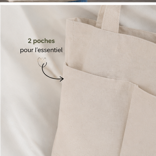 Tote Bag Beige avec Poches