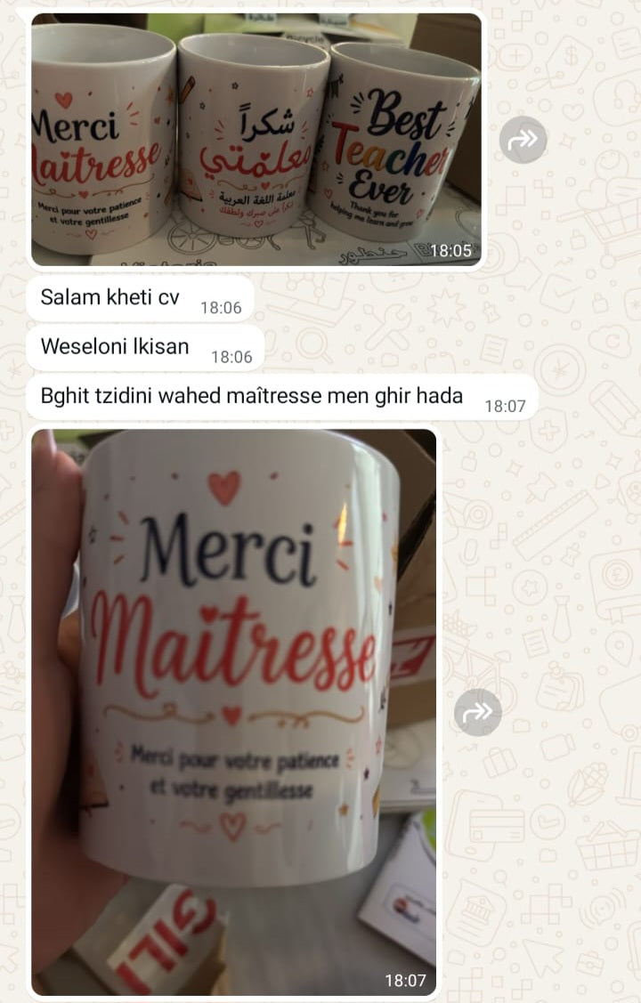 Mug Remerciement Enseignant merci maitresse