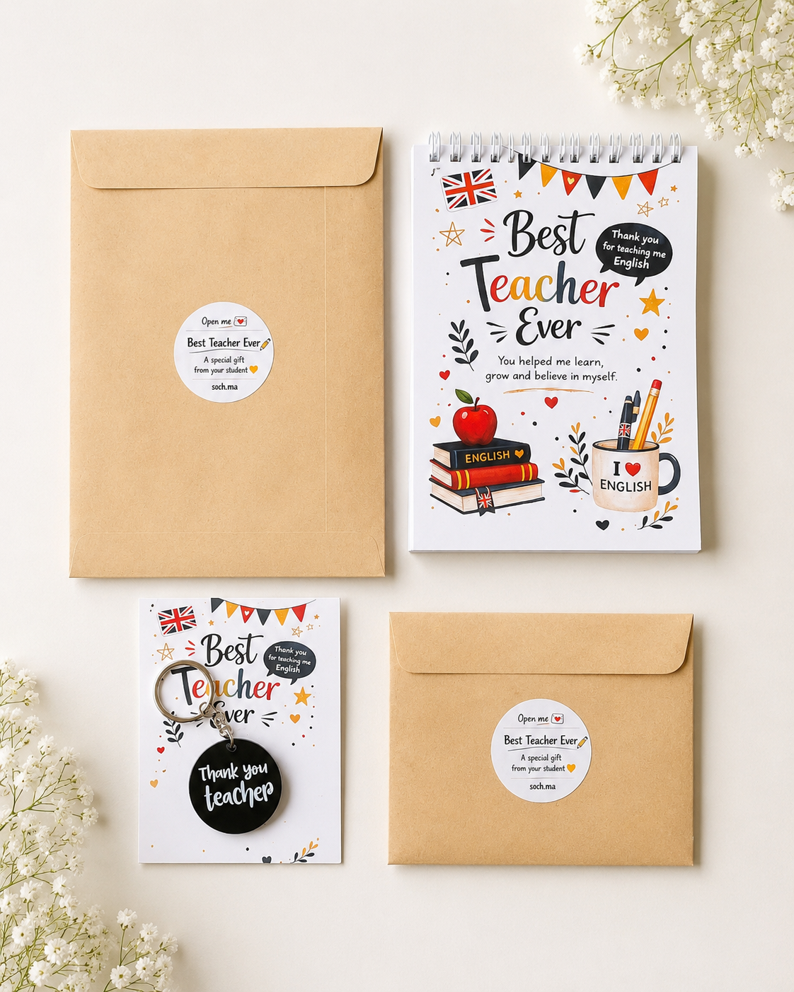 pack Bloc-note + Porte-clés thank you teacher