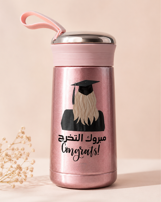 Thermos isotherme rose graduation